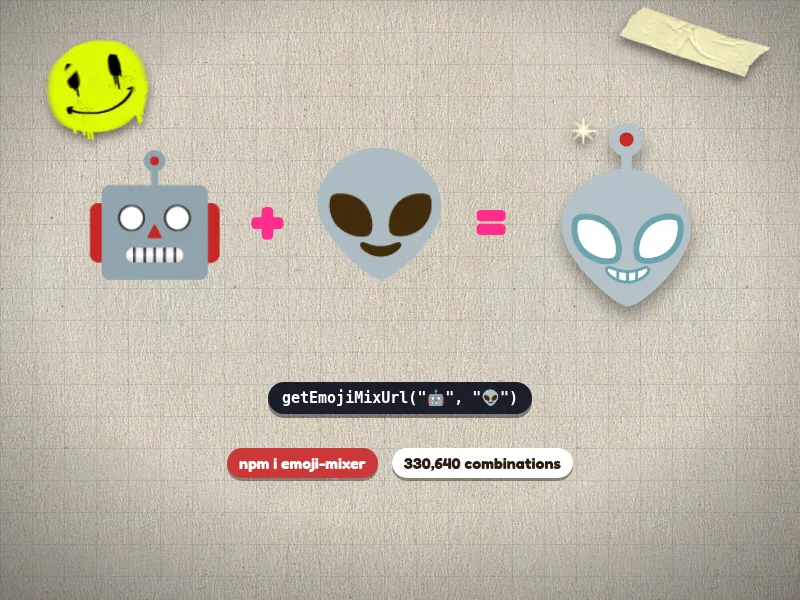 The robot and alien emojis combined by emoji-mixer into one Emoji Kitchen sticker